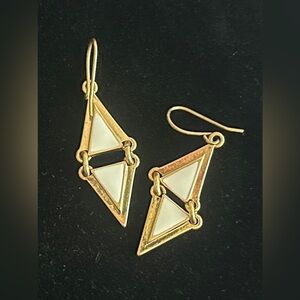 J. Crew Gold and White Geometric Earrings
